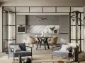 Spazio aperto con cucina moderna e zona relax, dove la cucina e camera da letto insieme creano un ambiente unico e funzionale.