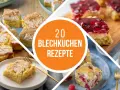 Vielfalt an Blechkuchen-Rezepten: saftige Kirsch-, Apfel- und Himbeerkuchen, verlockend präsentiert.