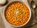 Una ciotola fumante di pasta e patate, condita con parmigiano grattugiato e prezzemolo fresco. Un comfort food che scalda il cuore.