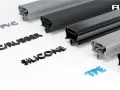 Próbki profili z różnych materiałów: PVC, PVC/RUBBER, SILICONE i TPE.