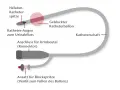 Schema eines Blasenkatheters mit Nélaton-Spitze, Ballon und Anschluss für Urinbeutel. Wer darf Katheter legen? Geschultes medizinisches Personal.
