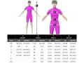 Guida alle taglie per abbigliamento sportivo: scegli la tua vestibilità regolare consultando le misure di altezza, petto, vita e bacino.