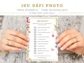 Jeu de défi photo pour un mariage champêtre. Capturez les moments clés avec cette liste de défis amusants.