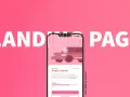 Beispiele für Landing Pages: Ein Smartphone zeigt eine Crowdfunding-Kampagne für ein Auto. Der Text "LANDING PAGE" ist groß darüber zu lesen.