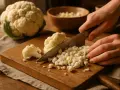 Ręce siekają kalafior na desce. Dowiedz się, jak ugotować kalafior, by był idealny.