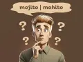 Zastanawiam się, czy zamówić mohito czy mojito. Wokół głowy pytajniki.