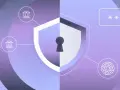 Shield with keyhole, bank icons, and password field symbolize a secure FDIC insured deposit sweep program.