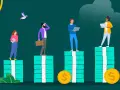 Personas en pilas de dinero, un ejemplo de competencia monopolística.