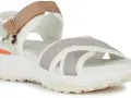 Sandalo Geox bianco con fasce grigie e beige, suola spessa. Perfette anche come geox scarpe sposa per un look moderno.