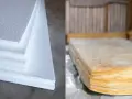 Białe płyty styropianu obok warstwowej wełny mineralnej. Wybór materiału izolacyjnego: wełna czy styropian?