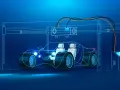 A 3D printer creates a futuristic car outline, showcasing the potential of 3D printing in the automotive industry.