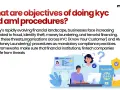 Illustration of KYC and AML procedures, showing identity verification, passports, and a person at a computer, highlighting the importance of these compliance practices.