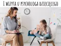 Pierwsza wizyta u psychologa dziecięcego. Dziewczynka siedzi zamyślona, psycholog notuje.