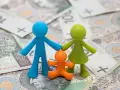 Figurki rodziny na tle polskich banknotów. Zastanawiasz się, rodzinne ile wynosi wsparcie?