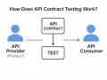 Schema für API Contract Testing: API Provider und Consumer kommunizieren über einen API Contract, der dann getestet wird.