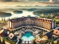 Luksusowy resort w otoczeniu gór i lasów, z basenem i licznymi domkami. To miejsce, gdzie można odpocząć i poczuć, co to znaczy resort.