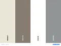 Paleta de colores: diferencia entre blanco tiza (EBE5D7) y blanco antiguo (867C72), junto a blanco puro (FFFFFF) y gris (919595).