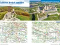 Mapa z zaznaczonymi zabytkami i szlakami, w tym główny szlak świętokrzyski, prowadzącym przez malownicze tereny z zamkami i krajobrazami.