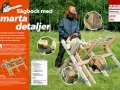 Man bygga sågbock med smarta detaljer för snabbare och säkrare vedhantering. Bilden visar en person som använder en motorsåg på en sådan.