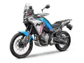 Moto da avventura CFMOTO MT 450, con livrea blu e grigia, pronta per sfidare le KTM su ogni terreno.