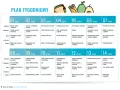 Plan tygodniowy na 10 dni. Dieta białkowa z propozycjami posiłków na śniadanie, II śniadanie, obiad, przekąskę i kolację.