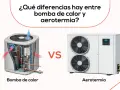 Comparativa visual de una bomba de calor y un sistema de aerotermia, explicando la diferencia entre ambos.