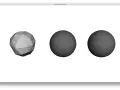 Autodesk Meshmixer: od importu do STL. Trzy modele sferyczne, od wielościanu do gładkiej kuli.