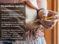 Subkutane Injektion am Oberschenkel mit Clexane zur Thromboseprophylaxe.