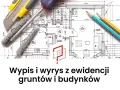 Narzędzia budowlane na planie architektonicznym. Wypis z rejestru gruntów i budynków.