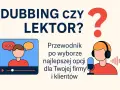 Dubbing czy lektor? Przewodnik po wyborze najlepszej opcji dla Twojej firmy i klientów. Ilustracje przedstawiające postacie z dymkami i mikrofonem.