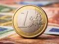 Une pièce de 1 euro 1999, bicolore, posée sur des billets en euros.