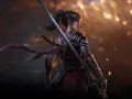 Una guerrera con armadura y espada, lista para la acción en Lies of P.