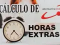 Cálculo de horas extras con reloj y logo de "alternativasindical".