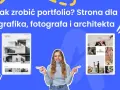 Kobieta prezentuje portfolio dla grafika, fotografa i architekta. Pokazuje przykłady projektów architektonicznych i ślubnych.