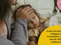 Mutter kümmert sich um krankes Kind, während Vater arbeitet. Ein alltäglicher Kampf, wenn die Kleinen krank sind.