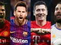 Ronaldo, Messi, Lewandowski y Benzema, cuatro leyendas de la Champions League, celebran sus triunfos.