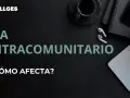 IVA intracomunitario España: ¿cómo afecta? Logo de ALLGES sobre fondo oscuro con portátil, café y móvil.