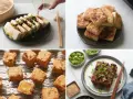 Różne sposoby przygotowania tofu: pokrojone w plastry z sosem, smażone kostki, pieczone kawałki i grillowany blok. Tofu co to? Wszechstronny składnik!