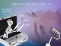 Galvanic current is used when this portable skincare machine, with its microcurrent electrodes (roller, pole, ball), is applied to the face for rejuvenation.