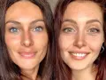 Due volti vicini, uno con occhi azzurri e pelle abbronzata, l'altro con occhi nocciola e lentiggini. I colori autunno armocromia esaltano la loro bellezza naturale.