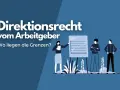 Diskussion über das Direktionsrecht vom Arbeitgeber. Eine Frau erklärt eine Grafik, zwei Männer hören zu. Wo liegen die Grenzen?