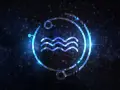 Symbol Wodnika, 29 stycznia znak zodiaku, świeci na tle kosmicznej mgławicy.