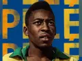Portret młodego Pelé, legendy futbolu, który grał w klubach Santos FC i New York Cosmos.