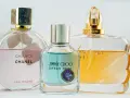 Elegancka klasyczna kolekcja perfum: Chanel Chance Eau Tendre, Jimmy Choo Urban Hero i Estee Lauder Beautiful Belle.