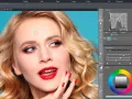 Interfaz de aplicaciones para editar fotos, mostrando un retrato y herramientas de ajuste de color y curvas.