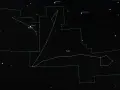 Gwiazdozbiory Ryby i Baran na nocnym niebie. Baran, jeden ze znaków zodiaku, znajduje się na lewo od Ryb.