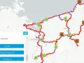 Mapa Pomorza Zachodniego z zaznaczonymi trasami rowerowymi, punktami turystycznymi i licznikami.