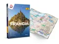 Przewodnik po Francji z mapą, przedstawiający Mont Saint-Michel i mapę kraju.
