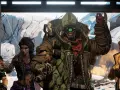 Personajes de Borderlands 3: un robot con un ojo verde y una mujer con chaleco de cuero.