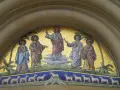 Mosaik zeigt Jesus mit Aposteln, die Schafe hüten. LK 4.